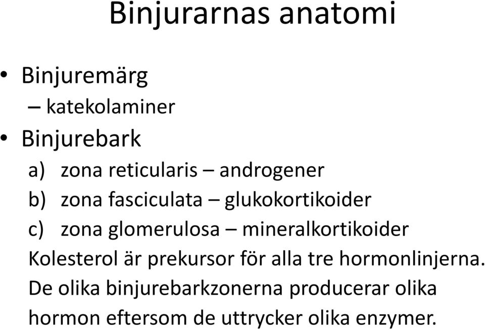 glomerulosa mineralkortikoider Kolesterol är prekursor för alla tre
