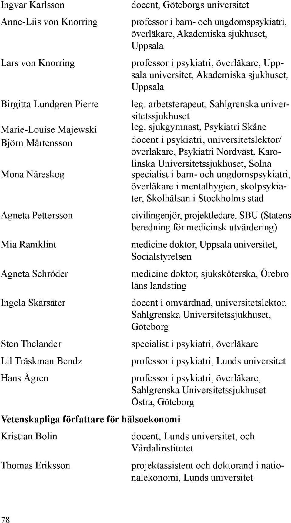 Akademiska sjukhuset, professor i psykiatri, överläkare, universitet, Akademiska sjukhuset, leg. arbetsterapeut, Sahlgrenska universitetssjukhuset leg.