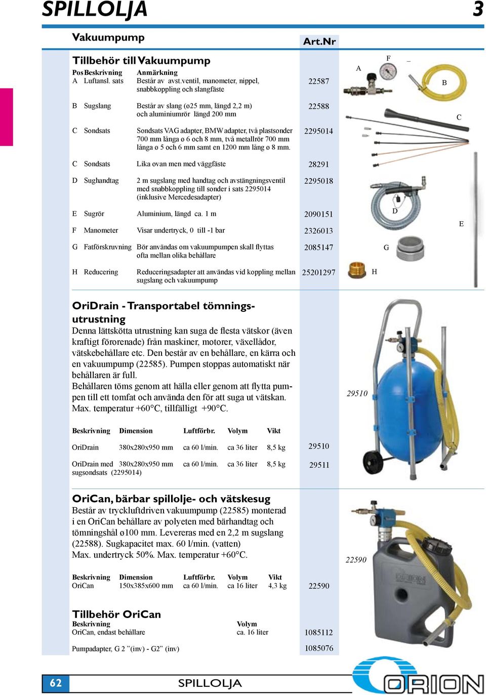 plastsonder 700 mm långa ø 6 och 8 mm, två metallrör 700 mm långa ø 5 och 6 mm samt en 1200 mm lång ø 8 mm.