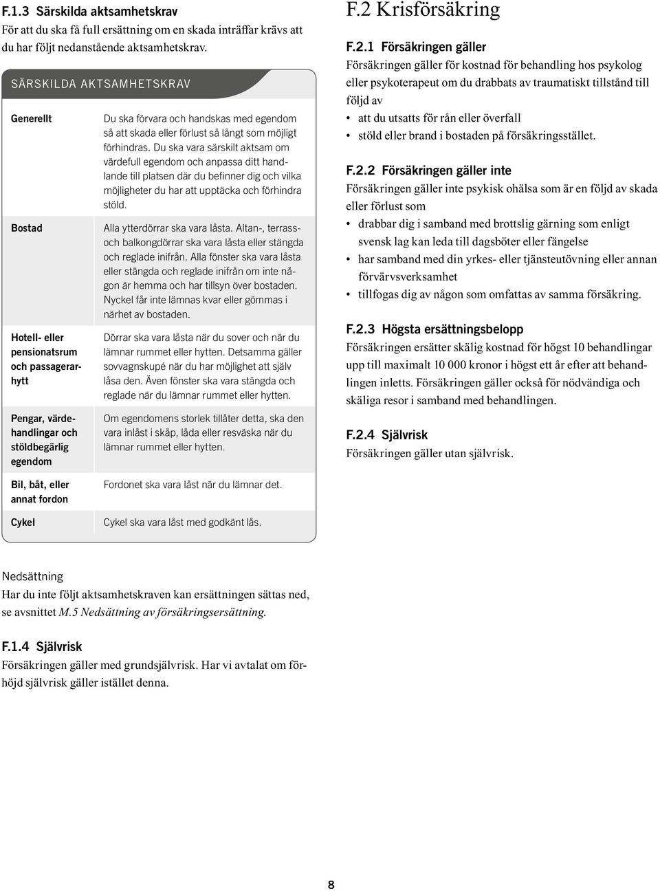 förlust så långt som möjligt förhindras.