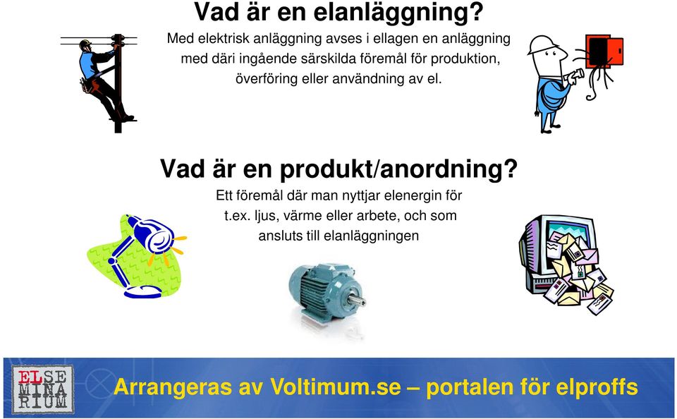 särskilda föremål för produktion, överföring eller användning av el.