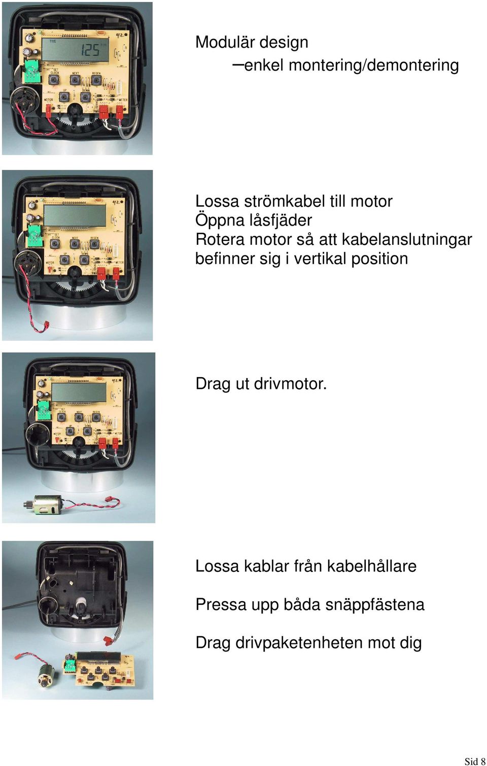 befinner sig i vertikal position Drag ut drivmotor.