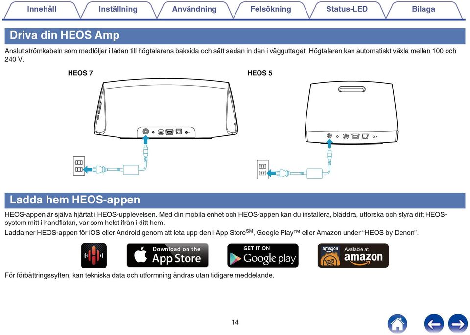 och HEOS-appen kan du installera, bläddra, utforska och styra ditt HEOSsystem mitt i handflatan, var som helst ifrån i ditt hem Ladda ner HEOS-appen för ios eller Android