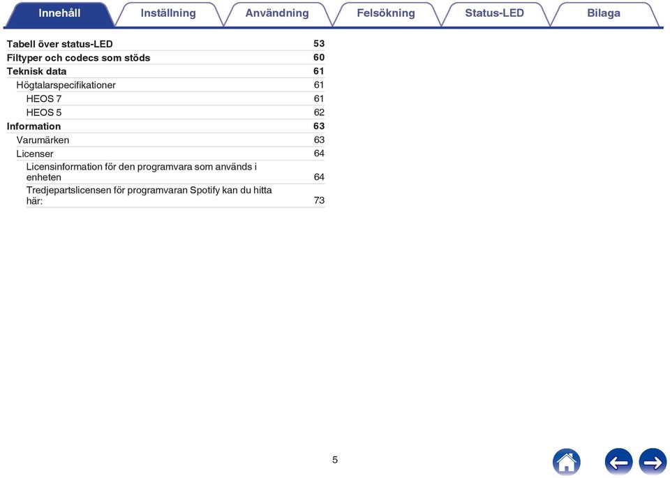 5 62 Information 63 Varumärken 63 Licenser 64 Licensinformation för den programvara som