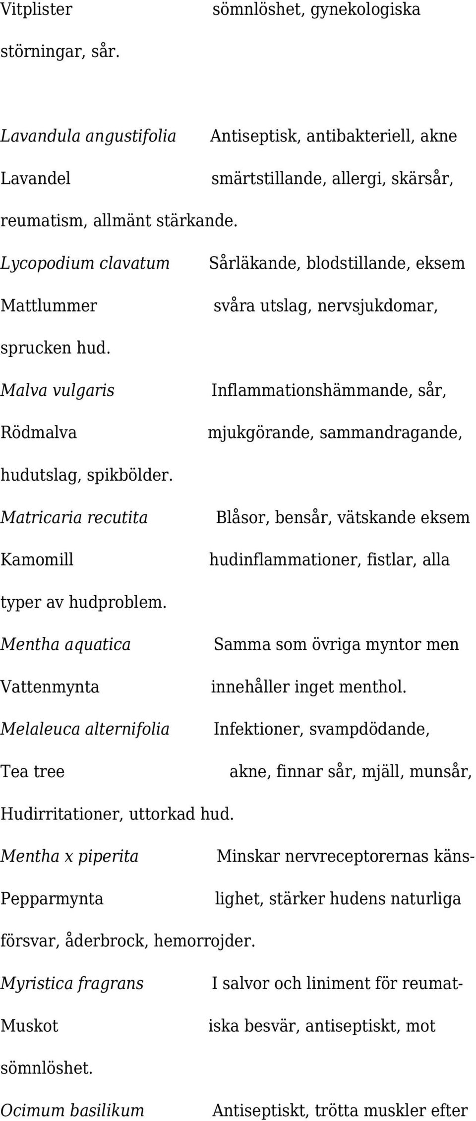 Malva vulgaris Rödmalva Inflammationshämmande, sår, mjukgörande, sammandragande, hudutslag, spikbölder.