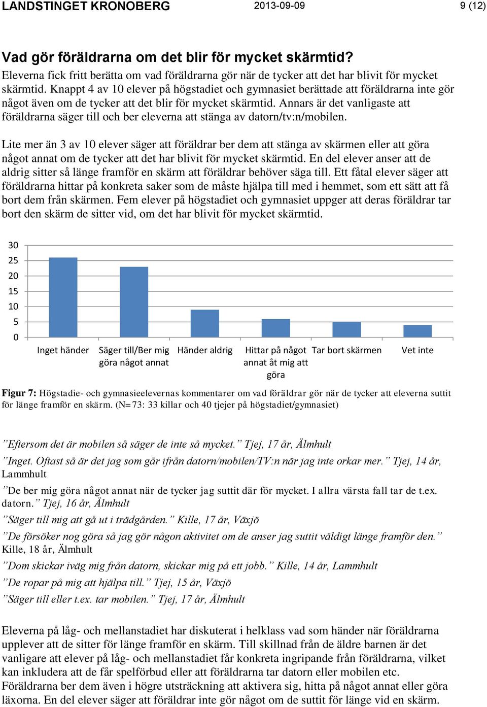 Annars är det vanligaste att föräldrarna säger till och ber eleverna att stänga av datorn/tv:n/mobilen.