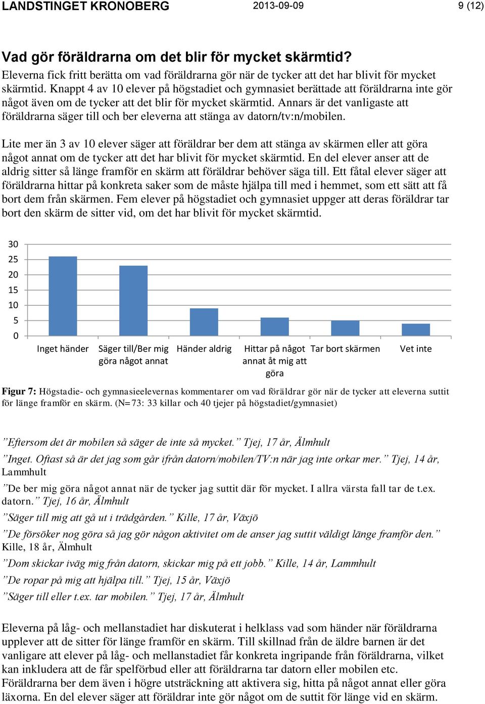 Annars är det vanligaste att föräldrarna säger till och ber eleverna att stänga av datorn/tv:n/mobilen.