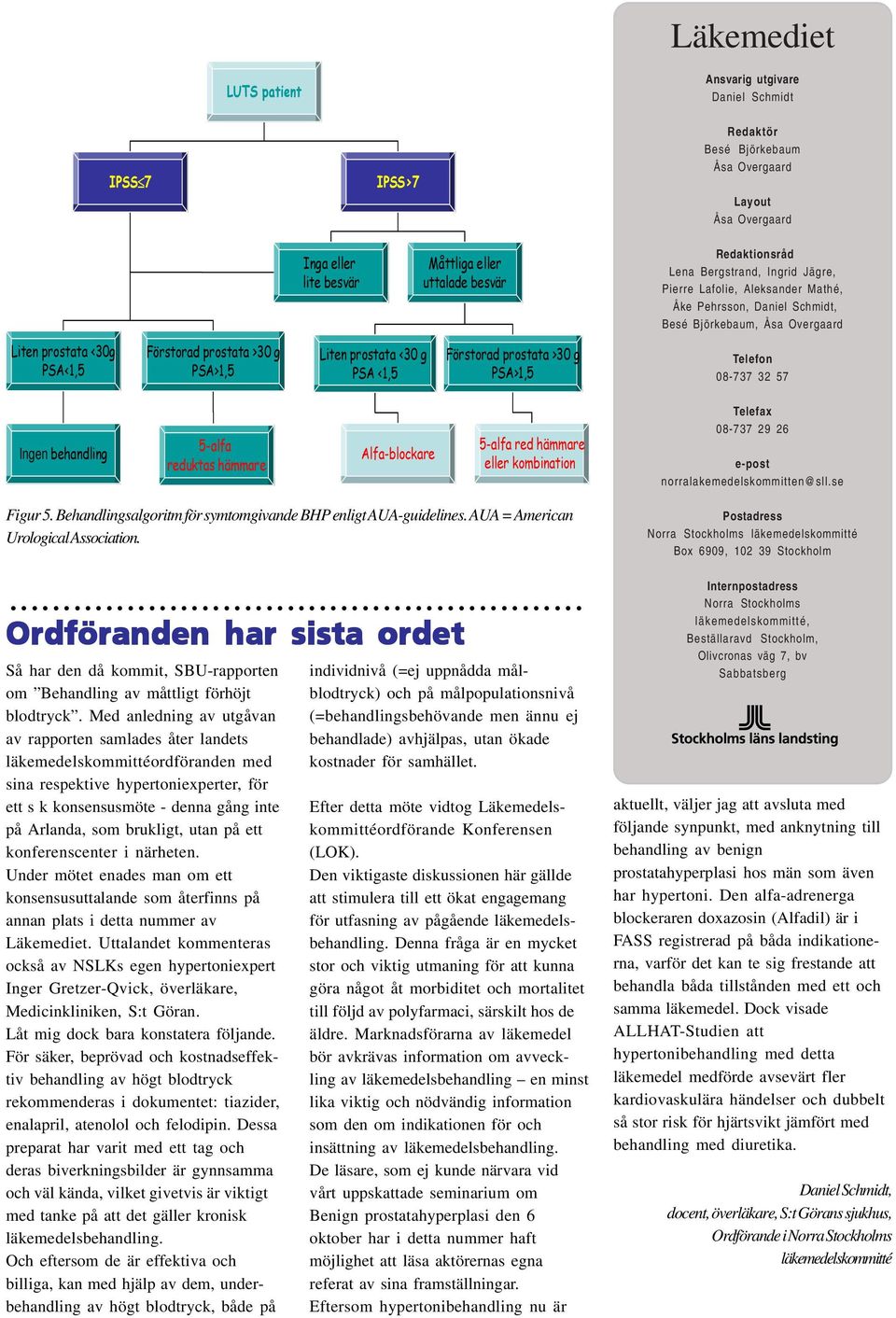 prostata <30 g PSA <1,5 Förstorad prostata >30 g PSA>1,5 Telefon 08-737 32 57 Ingen behandling 5-alfa reduktas hämmare Alfa-blockare 5-alfa red hämmare eller kombination Telefax 08-737 29 26 e-post