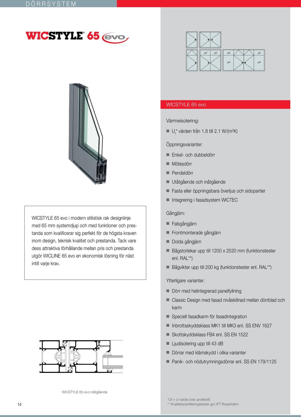 i modern stilistisk rak designlinje med 65 mm systemdjup och med funktioner och prestanda som kvalificerar sig perfekt för de högsta kraven inom design, teknisk kvalitet och prestanda.