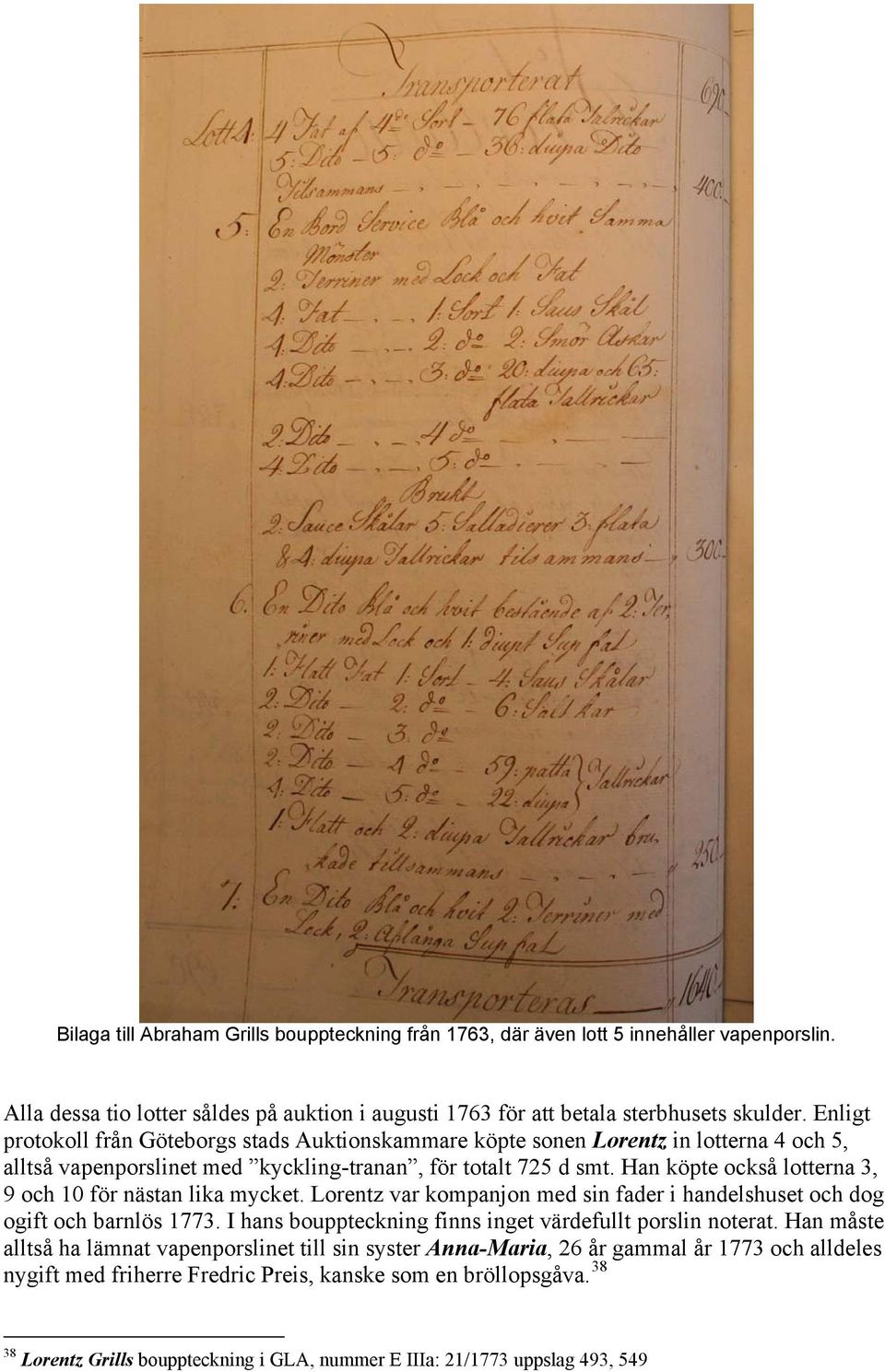 Han köpte också lotterna 3, 9 och 10 för nästan lika mycket. Lorentz var kompanjon med sin fader i handelshuset och dog ogift och barnlös 1773.