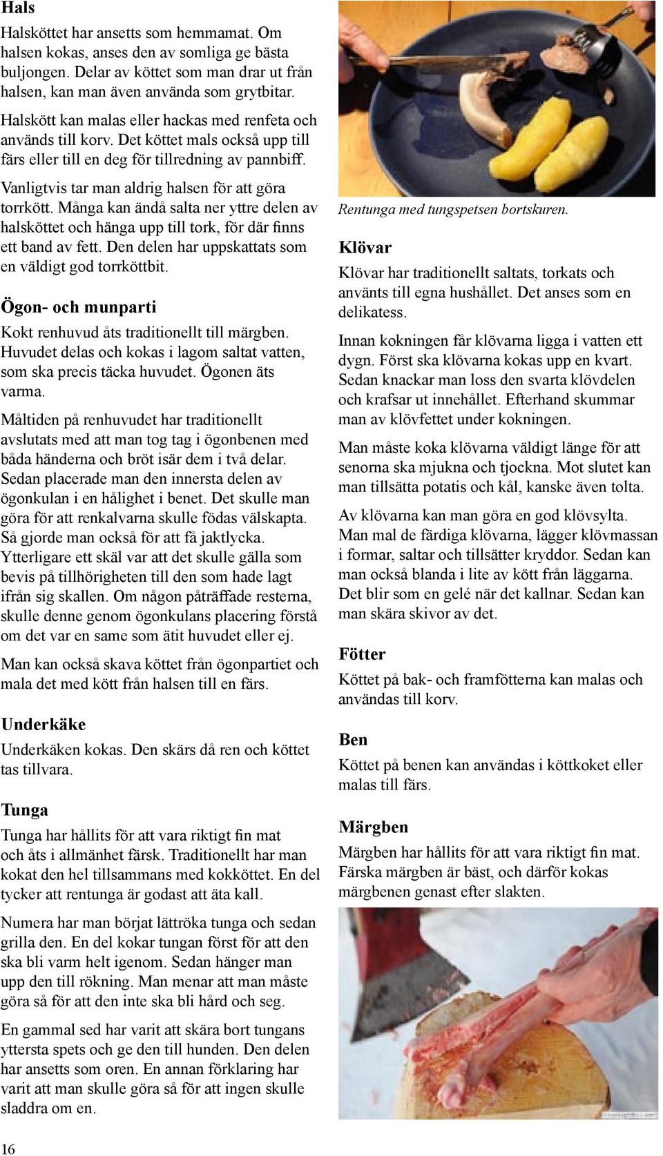 Vanligtvis tar man aldrig halsen för att göra torrkött. Många kan ändå salta ner yttre delen av halsköttet och hänga upp till tork, för där finns ett band av fett.