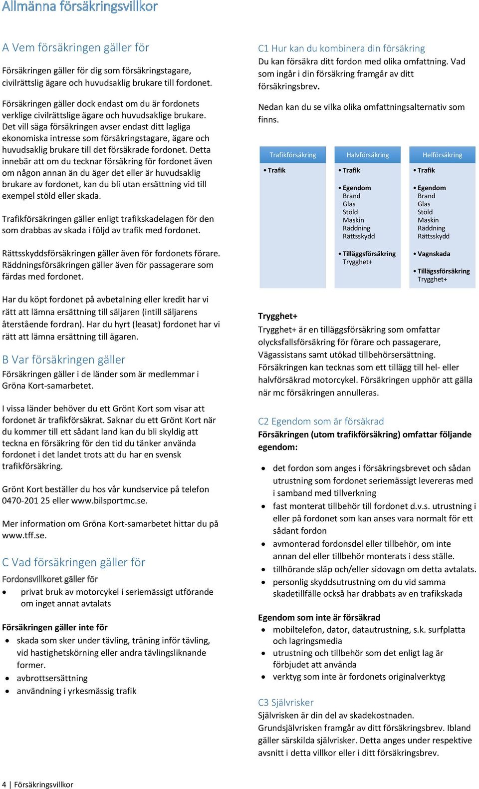 Det vill säga försäkringen avser endast ditt lagliga ekonomiska intresse som försäkringstagare, ägare och huvudsaklig brukare till det försäkrade fordonet.
