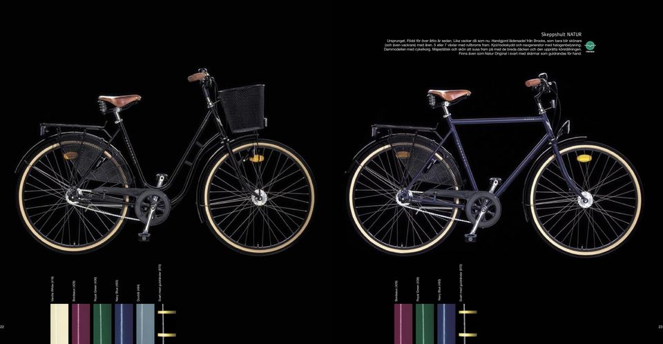 Kjol/rockskydd och navgenerator med halogenbelysning. Dammodellen med cykelkorg.