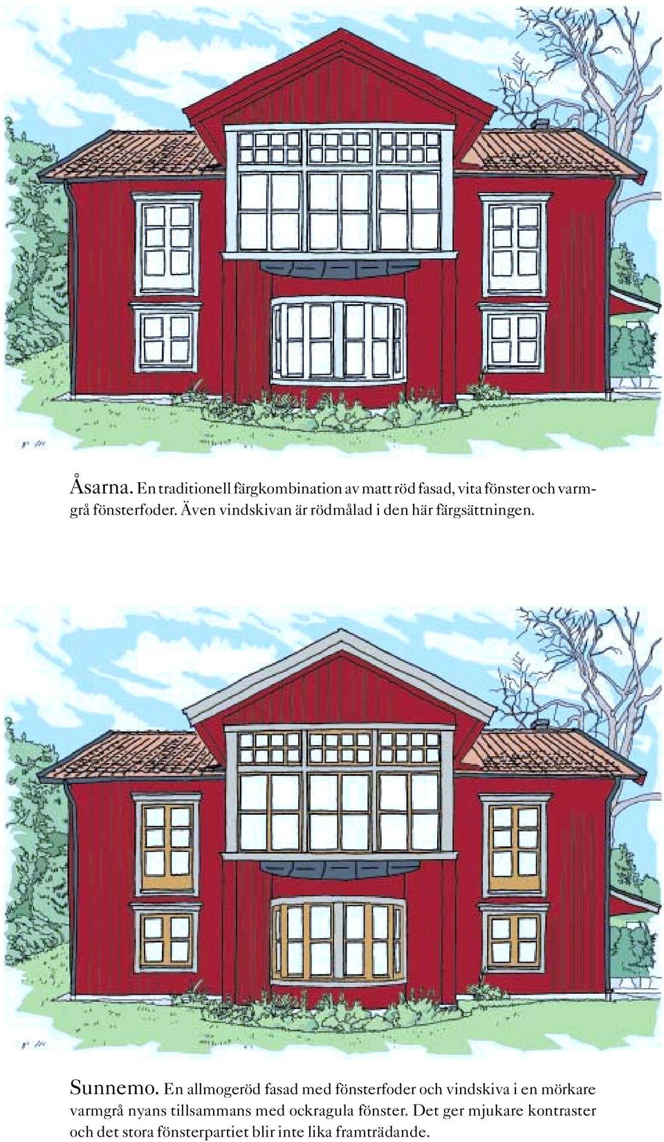 Även vindskivan är rödmålad i den här färgsättningen. Sunnemo.