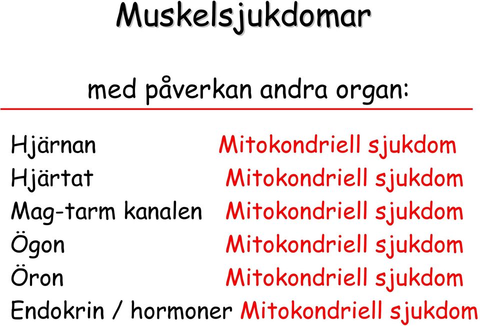 Mag-tarm kanalen Mitokondriell sjukdom Ögon Mitokondriell