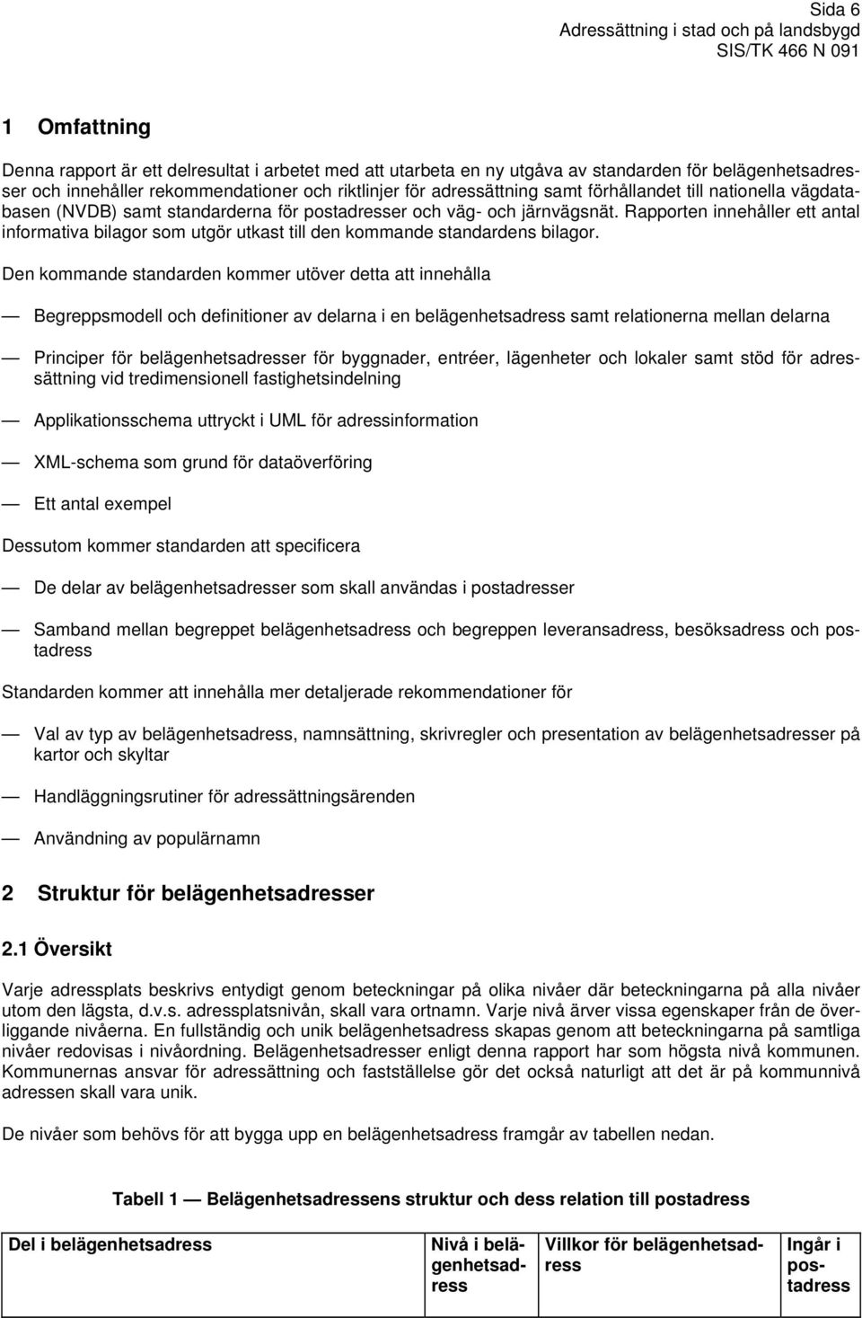 Rapporten innehåller ett antal informativa bilagor som utgör utkast till den kommande standardens bilagor.