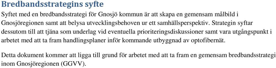 Strategin syftar dessutom till att tjäna som underlag vid eventuella prioriteringsdiskussioner samt vara utgångspunkt i arbetet