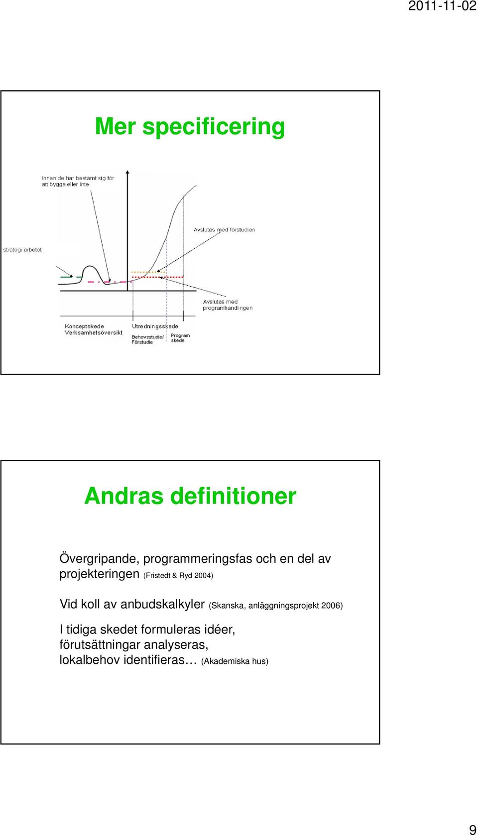 anbudskalkyler (Skanska, anläggningsprojekt 2006) I tidiga skedet