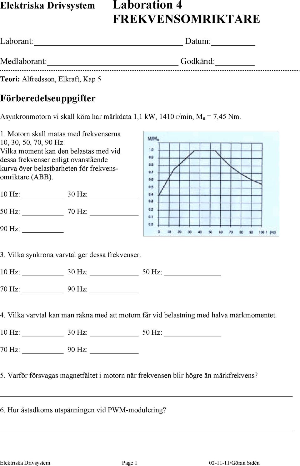 Vilka moment kan den belastas med vid dessa frekvenser enligt ovanstående kurva över belastbarheten för frekvensomriktare (ABB). 10 Hz: 30 Hz: 50 Hz: 70 Hz: 90 Hz: 3.