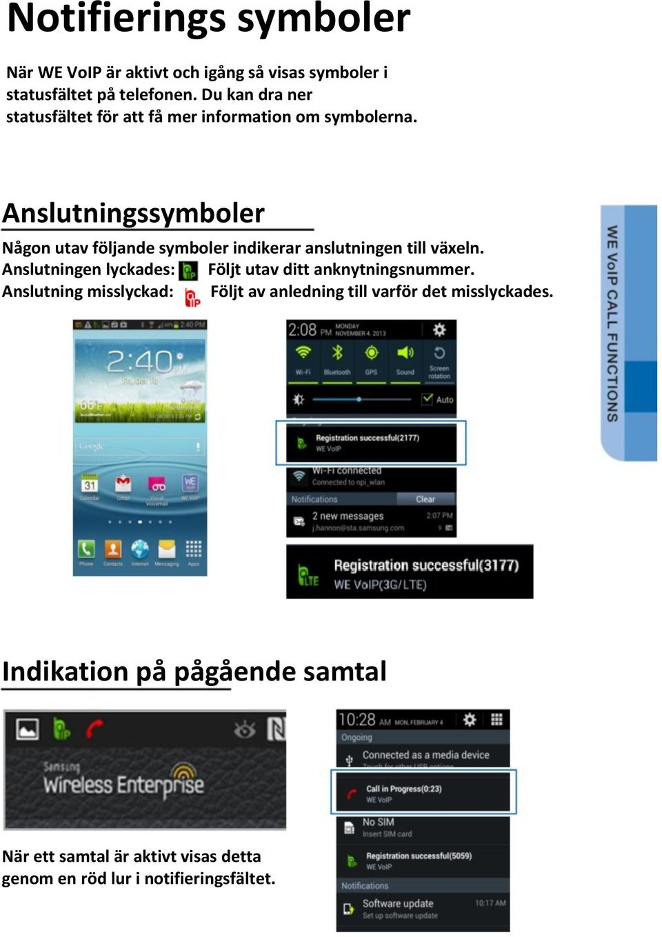 Anslutningssymboler Någon utav följande symboler indikerar anslutningen till växeln.