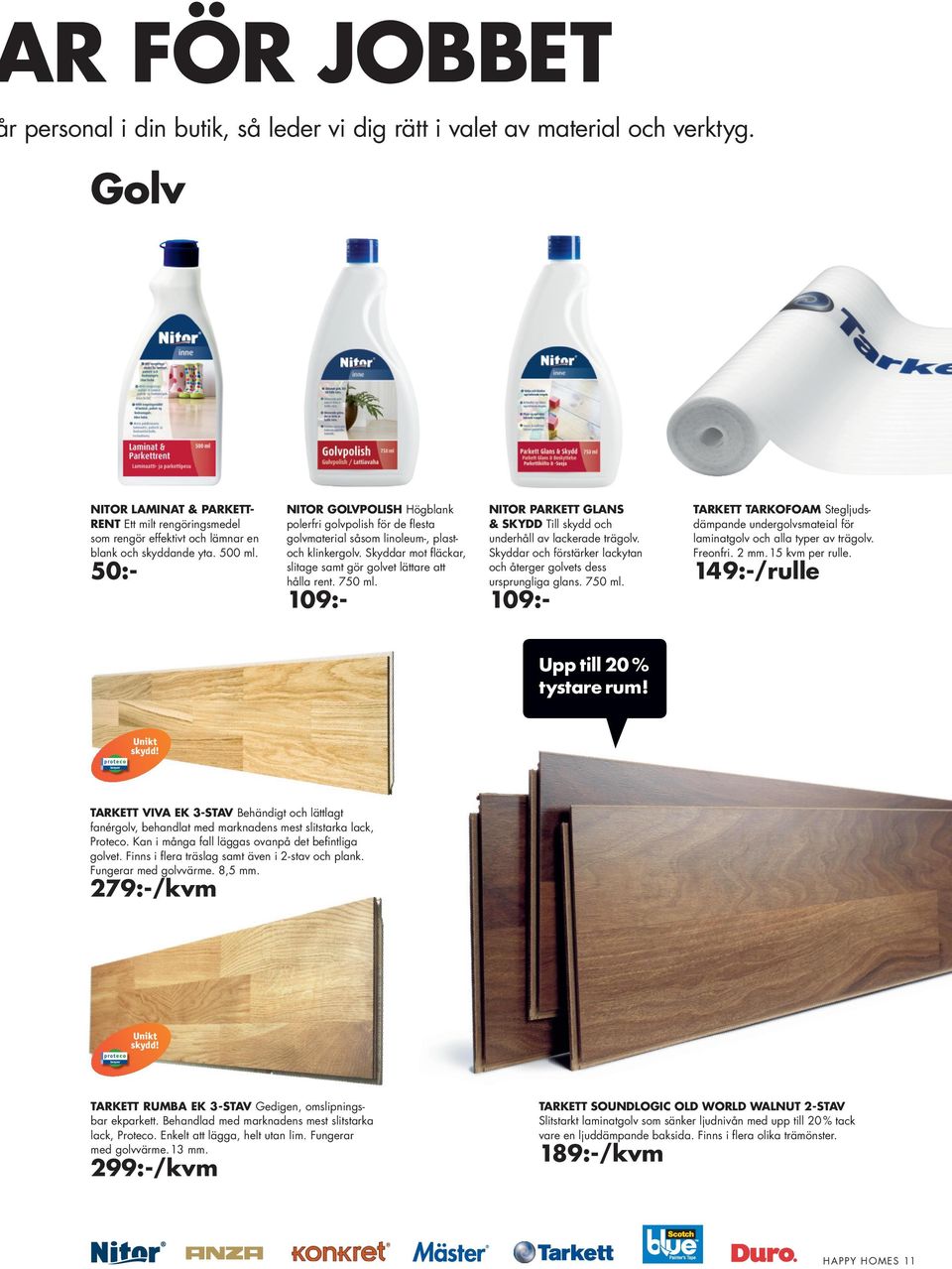 50:- NITOR GOLVPOLISH Högblank polerfri golvpolish för de flesta golvmaterial såsom linoleum-, plastoch klinkergolv. Skyddar mot fläckar, slitage samt gör golvet lättare att hålla rent. 750 ml.