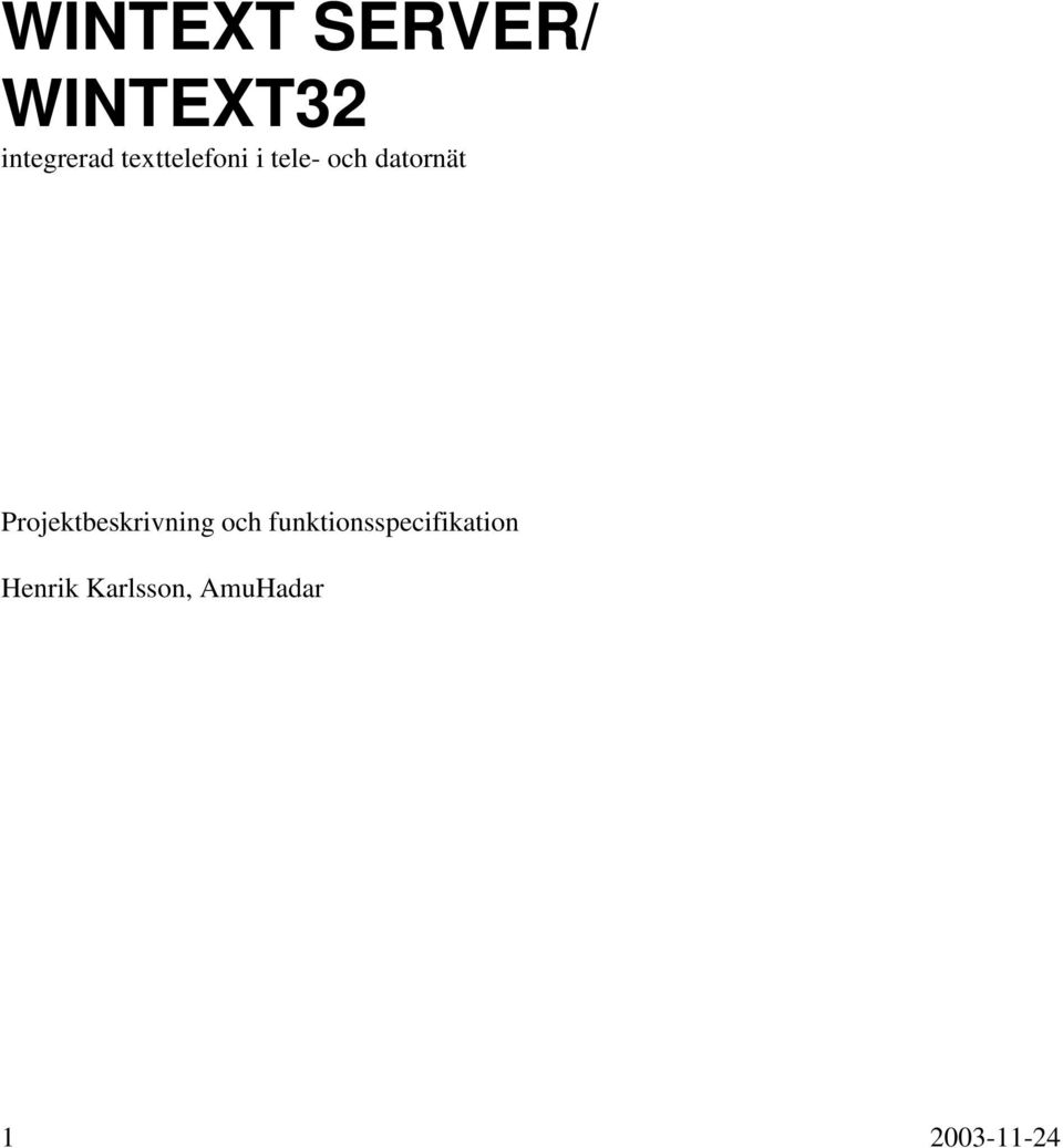 Projektbeskrivning och