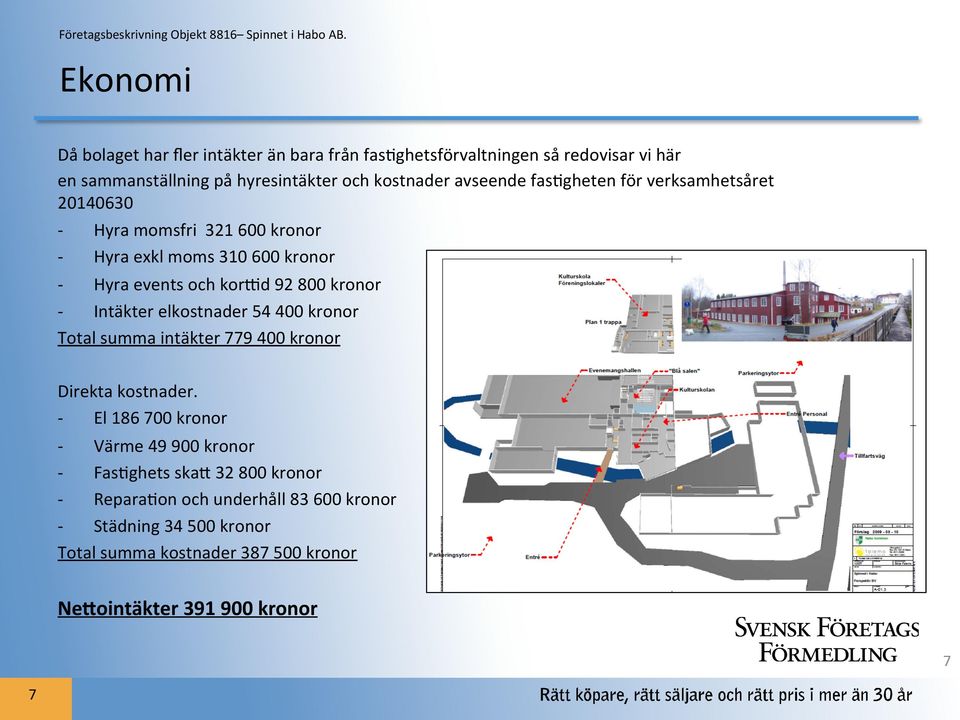 kronor - Intäkter elkostnader 54 400 kronor Total summa intäkter 779 400 kronor Direkta kostnader.