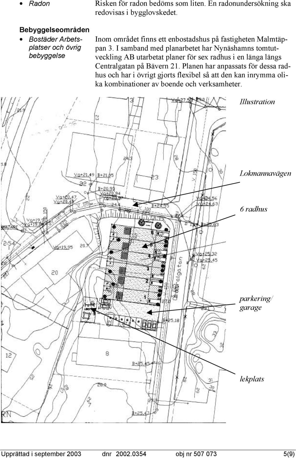 I samband med planarbetet har Nynäshamns tomtutveckling AB utarbetat planer för sex radhus i en länga längs Centralgatan på Bävern 21.