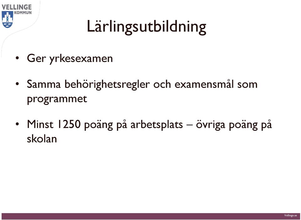 examensmål som programmet Minst