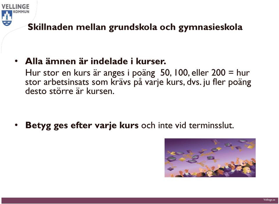 Hur stor en kurs är anges i poäng 50, 100, eller 200 = hur stor