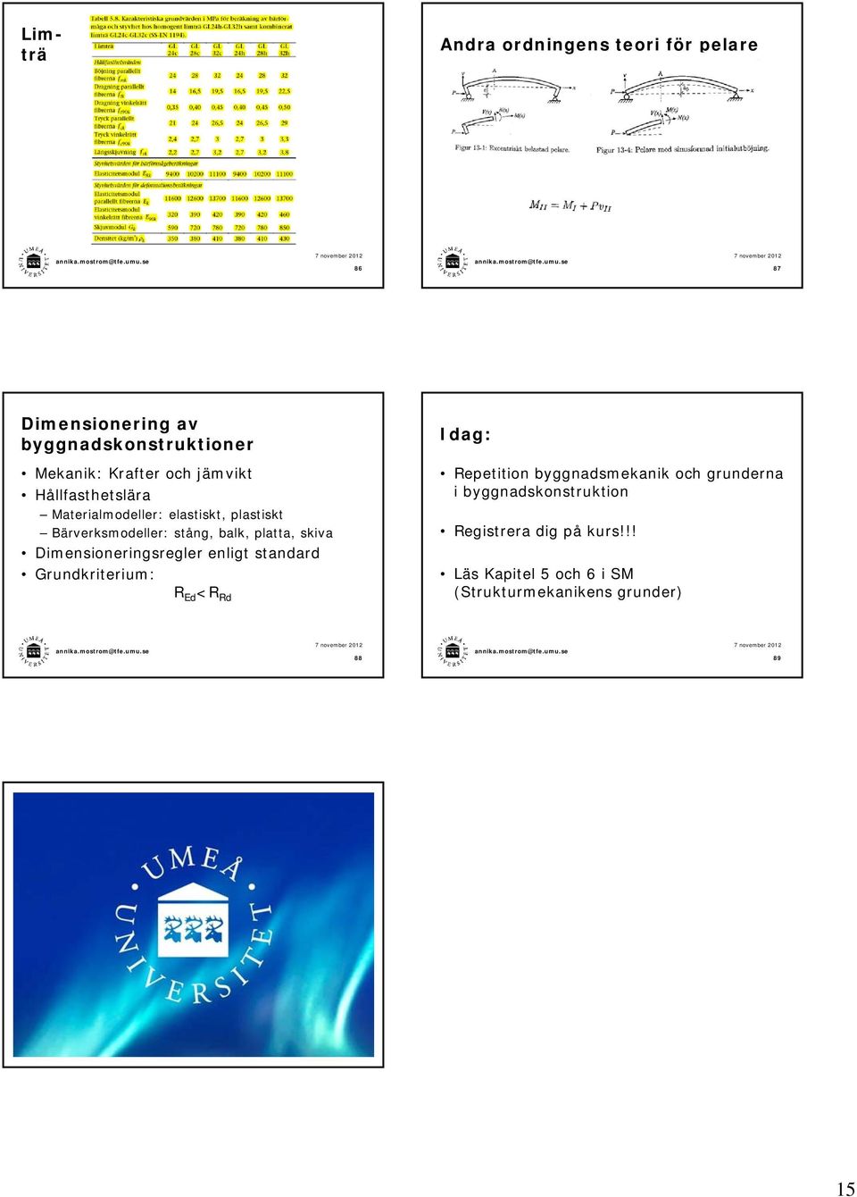 skiva Dimensioneringsregler enligt standard Grundkriterium: R Ed <R Rd Repetition byggnadsmekanik och