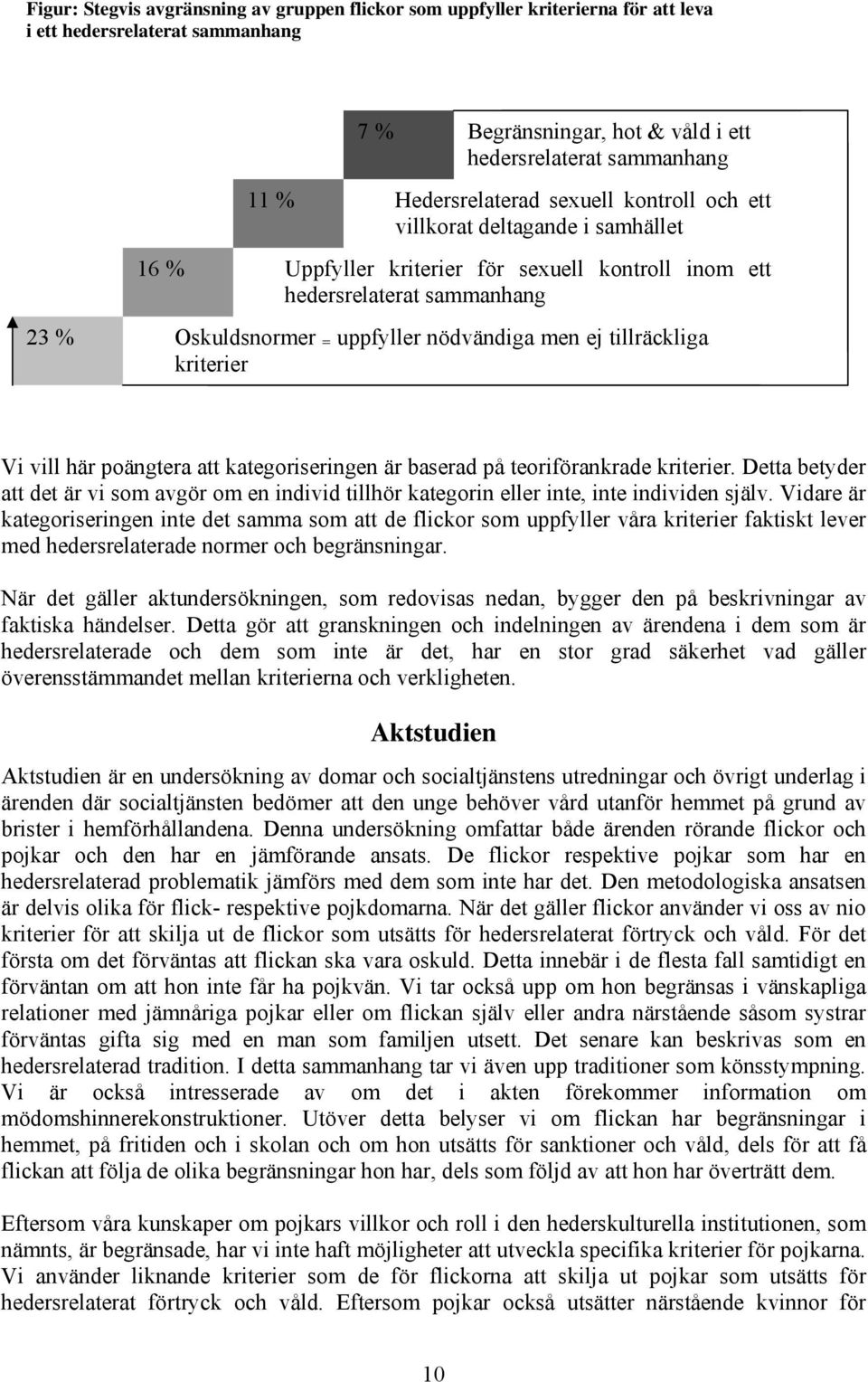 tillräckliga kriterier Vi vill här poängtera att kategoriseringen är baserad på teoriförankrade kriterier.