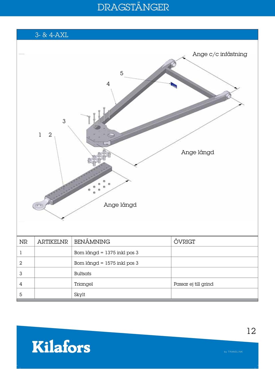 inkl pos 2 Bom längd = 575 inkl pos