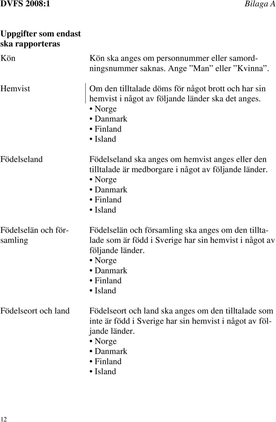 Norge Danmark Finland Island Födelseland ska anges om hemvist anges eller den tilltalade är medborgare i något av följande länder.