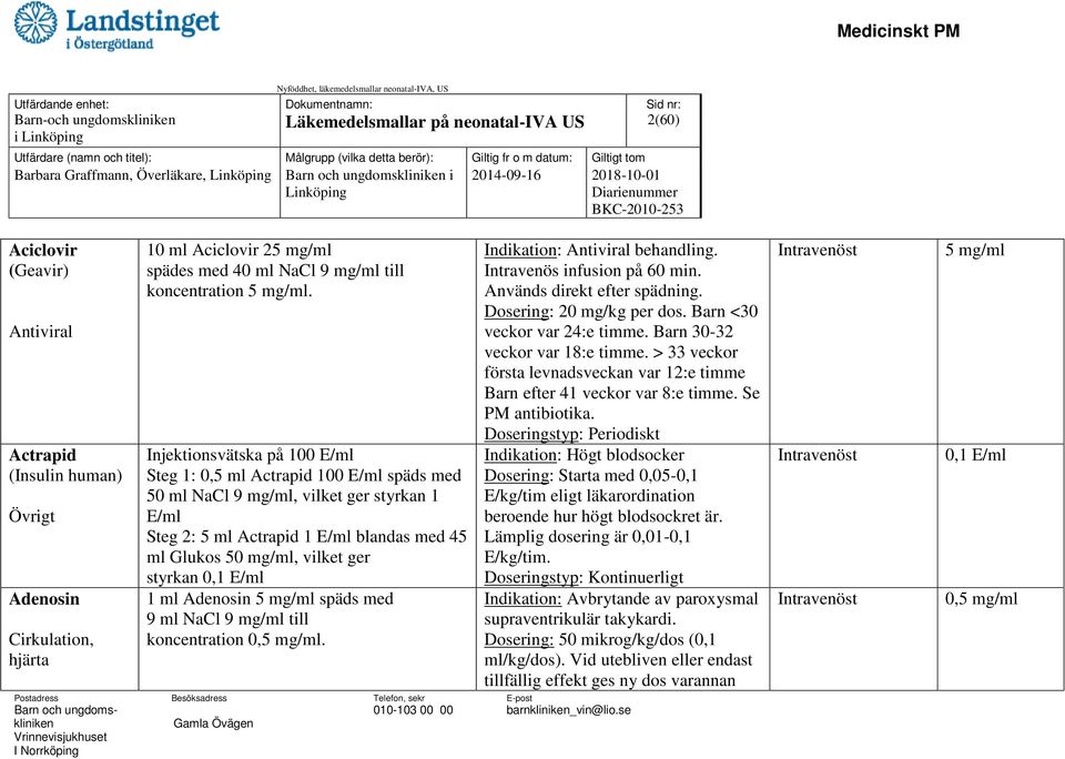 Injektionsvätska på 100 E/ml Steg 1: 0,5 ml Actrapid 100 E/ml späds med 50 ml NaCl 9 mg/ml, vilket ger styrkan 1 E/ml Steg 2: 5 ml Actrapid 1 E/ml blandas med 45 ml Glukos 50 mg/ml, vilket ger