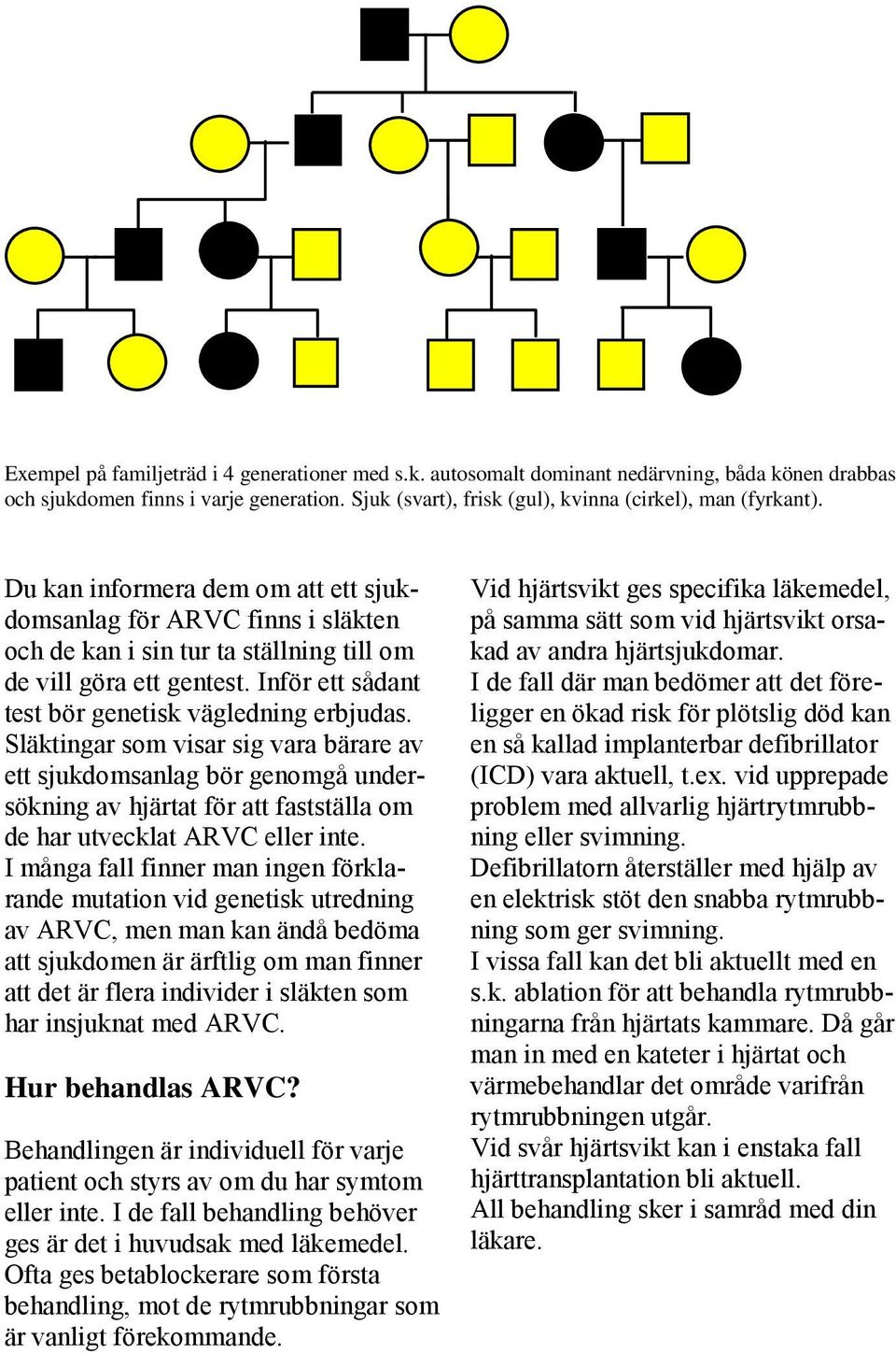 Släktingar som visar sig vara bärare av ett sjukdomsanlag bör genomgå undersökning av hjärtat för att fastställa om de har utvecklat ARVC eller inte.