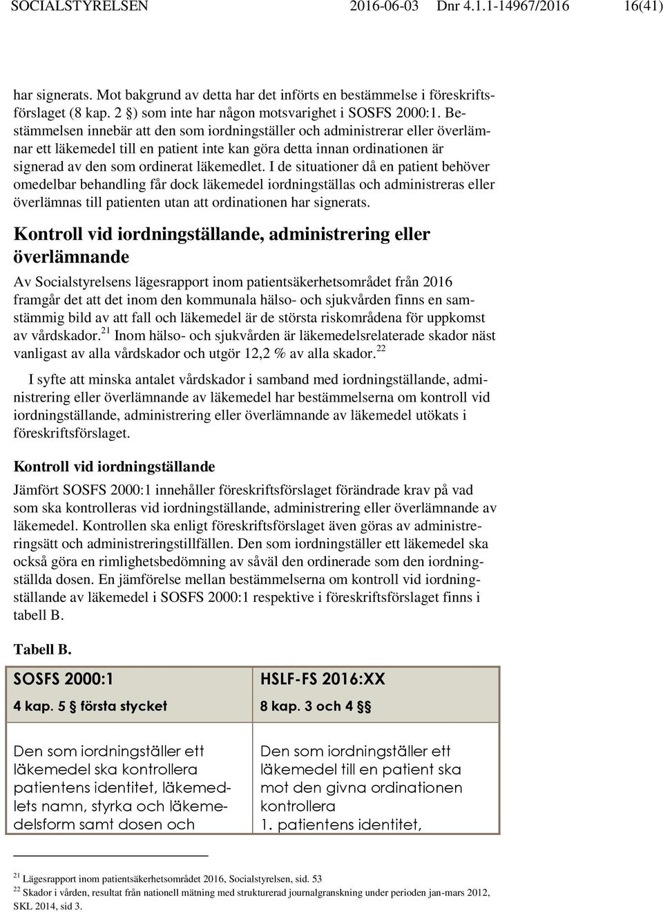 Bestämmelsen innebär att den som iordningställer och administrerar eller överlämnar ett läkemedel till en patient inte kan göra detta innan ordinationen är signerad av den som ordinerat läkemedlet.