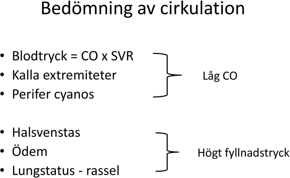 Perifer cyanos Halsvenstas Ödem