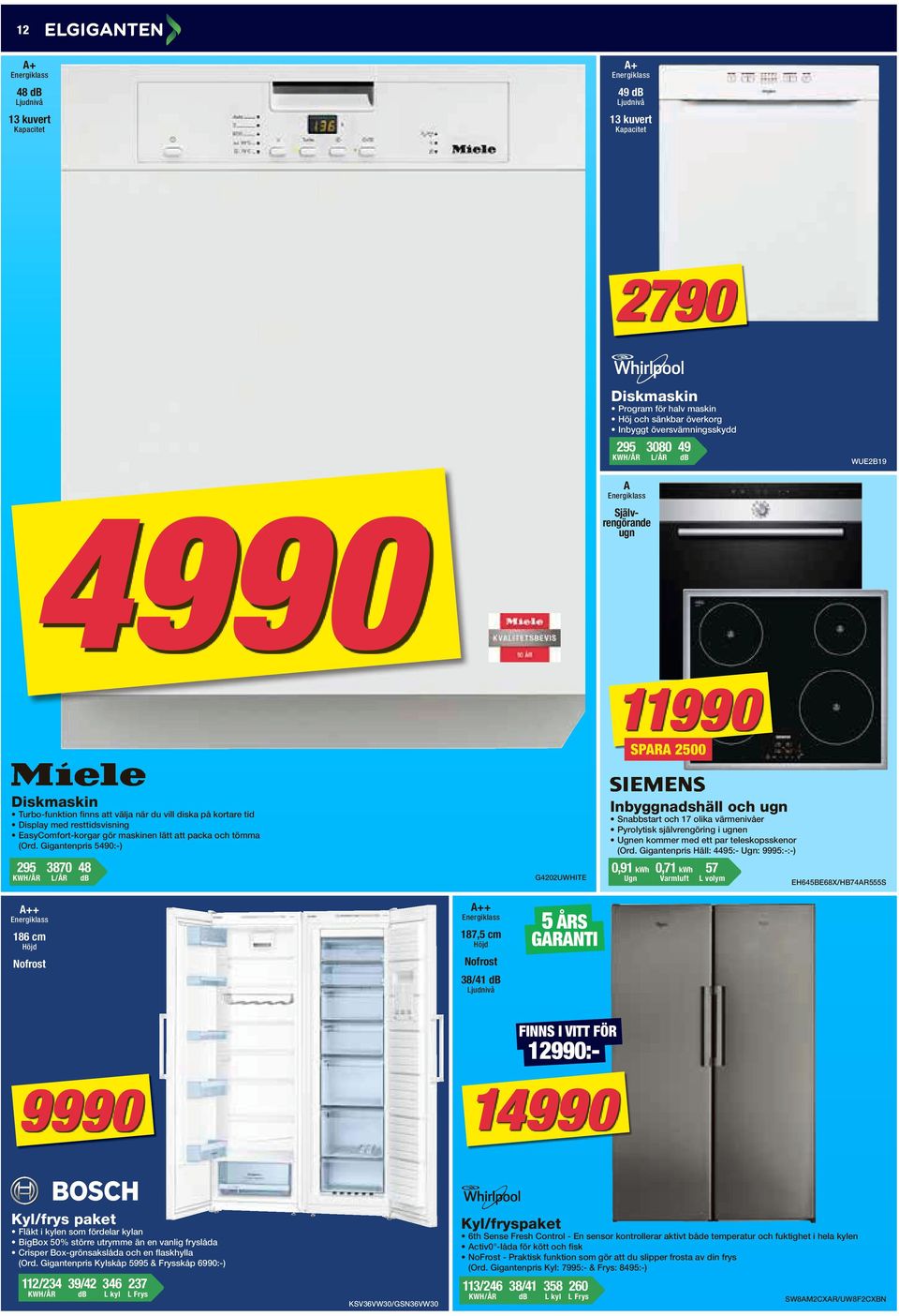 tömma (Ord. Gigantenpris 5490:-) 295 3870 48 Snabbstart och 17 olika värmenivåer Pyrolytisk självrengöring i ugnen Ugnen kommer med ett par teleskopsskenor (Ord.