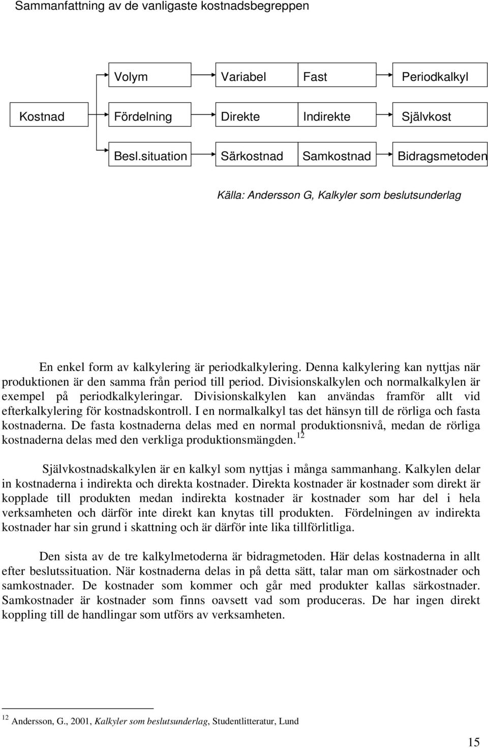 Denna kalkylering kan nyttjas när produktionen är den samma från period till period. Divisionskalkylen och normalkalkylen är exempel på periodkalkyleringar.