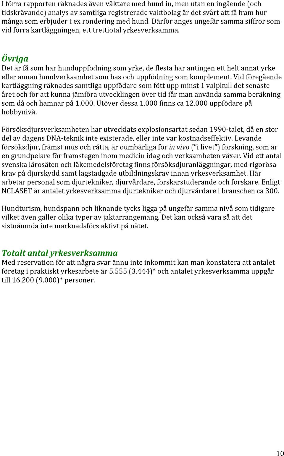 Övriga Det är få som har hunduppfödning som yrke, de flesta har antingen ett helt annat yrke eller annan hundverksamhet som bas och uppfödning som komplement.