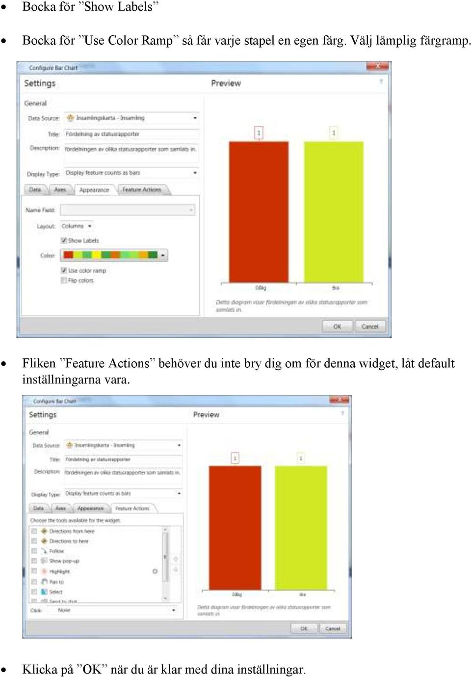 Fliken Feature Actions behöver du inte bry dig om för denna