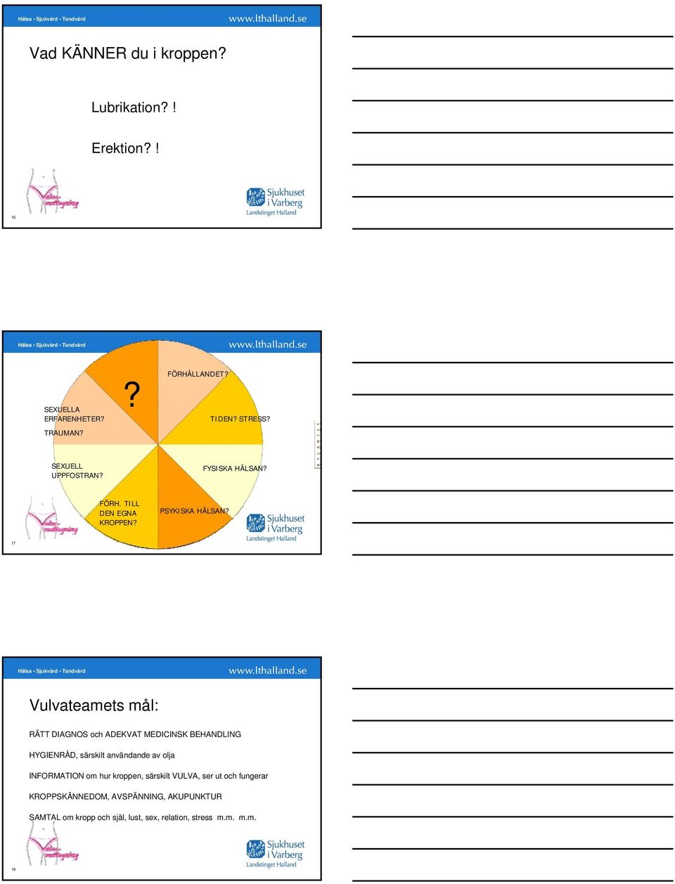 17 Vulvateamets mål: RÄTT DIAGNOS och ADEKVAT MEDICINSK BEHANDLING HYGIENRÅD, särskilt användande av olja INFORMATION