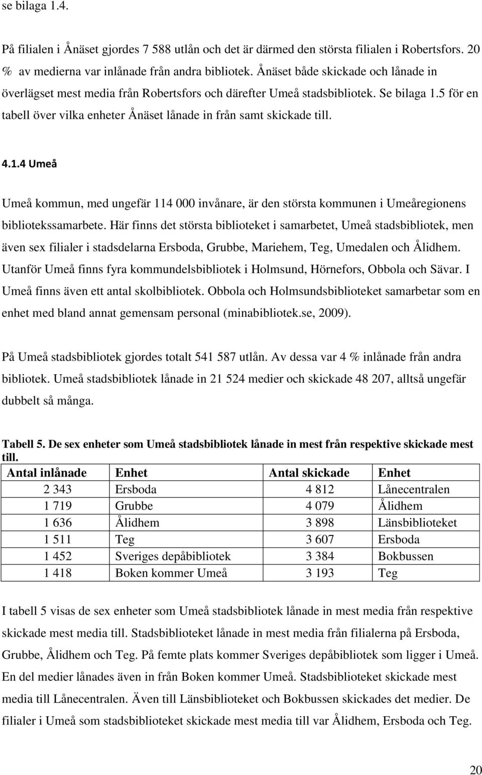 1.4 Umeå Umeå kommun, med ungefär 114 000 invånare, är den största kommunen i Umeåregionens bibliotekssamarbete.