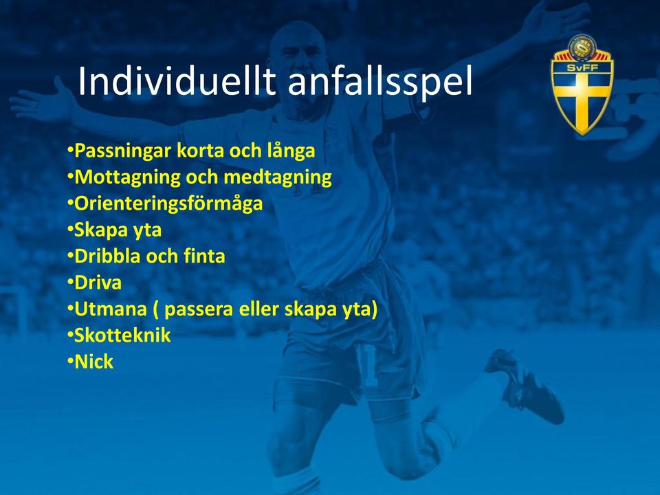 Orienteringsförmåga Skapa yta Dribbla och
