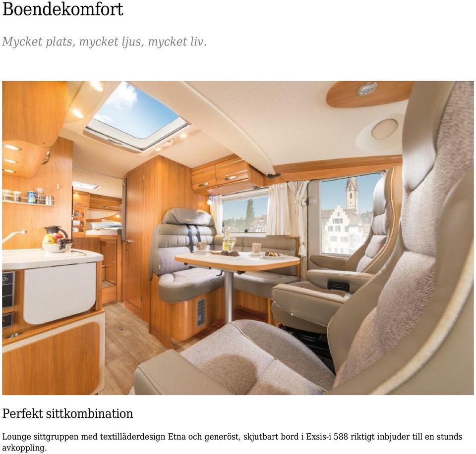 textilläderdesign Etna och generöst, skjutbart bord