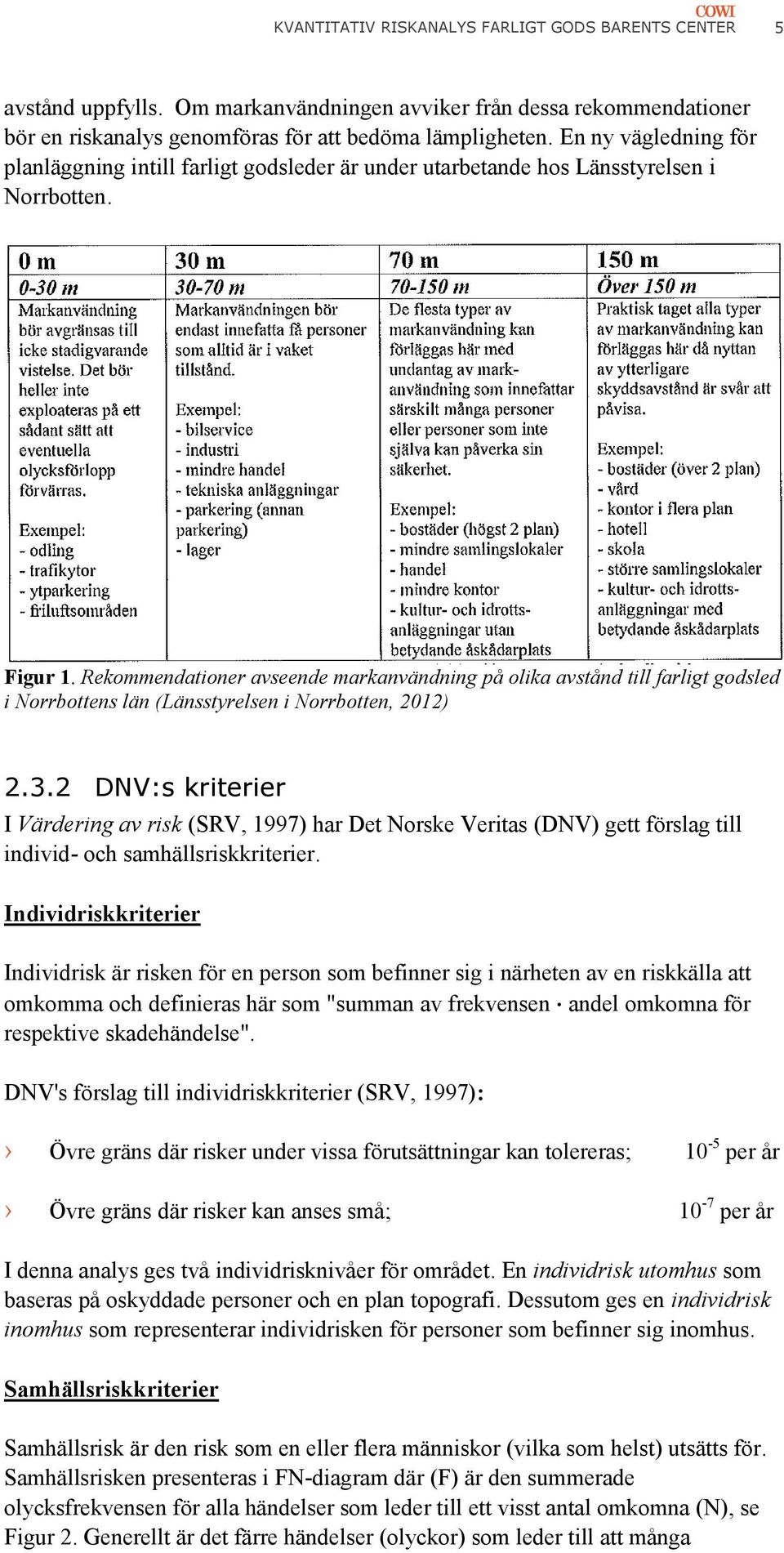 Rekommendationer avseende markanvändning på olika avstånd till farligt godsled i Norrbottens län (Länsstyrelsen i Norrbotten, 2012) 2.3.