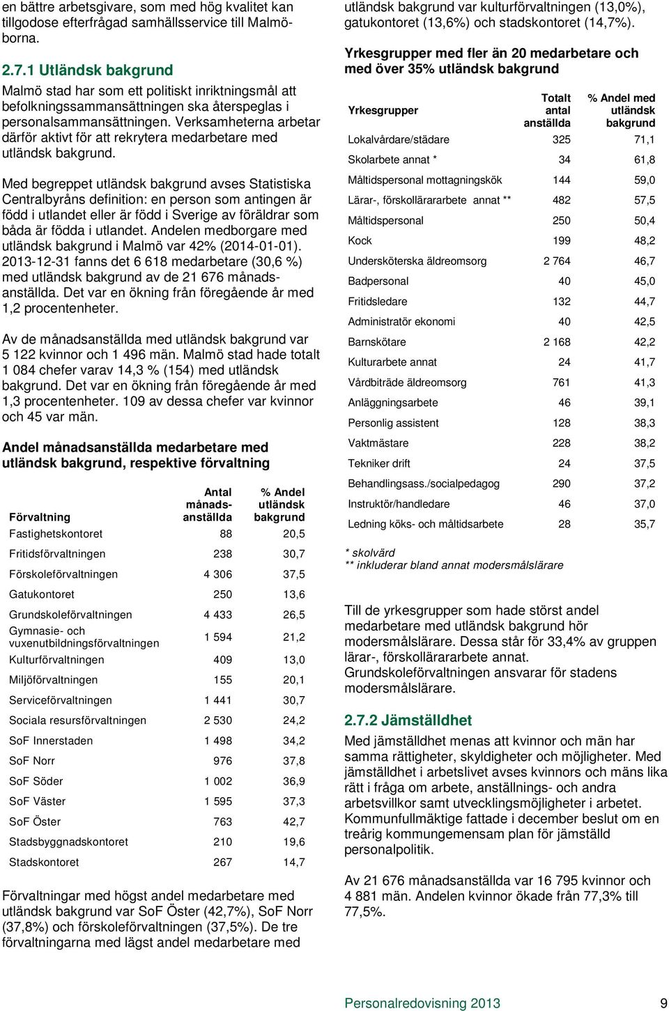 Verksamheterna arbetar därför aktivt för att rekrytera medarbetare med utländsk bakgrund.