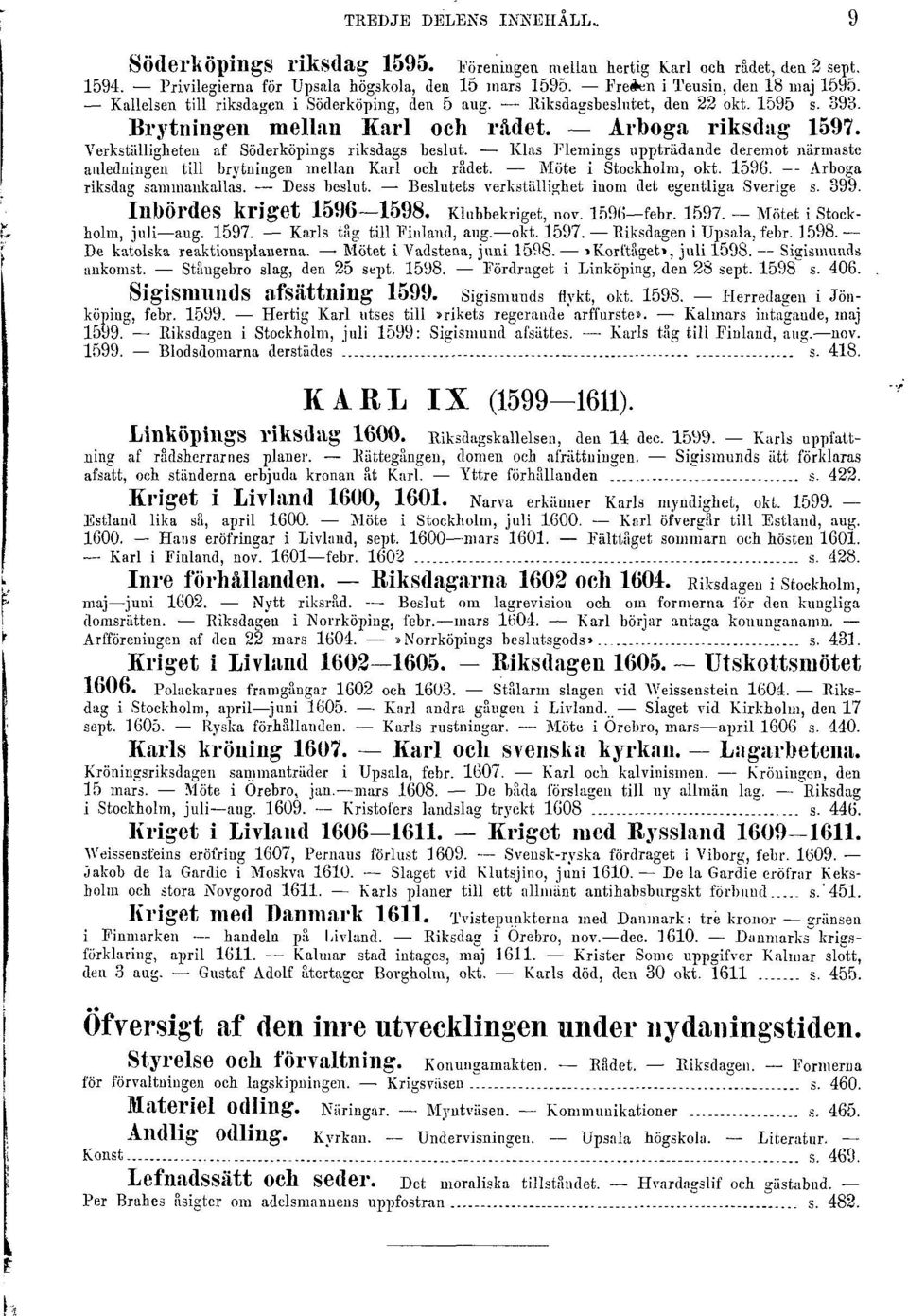 Klas Flemings upptriidande deremot nårmaste anledningen till brytningen mellan Karl och rådet. Mote i Stockholm, okt. 1596. Arboga riksdag saminankallas. Dess beslut.