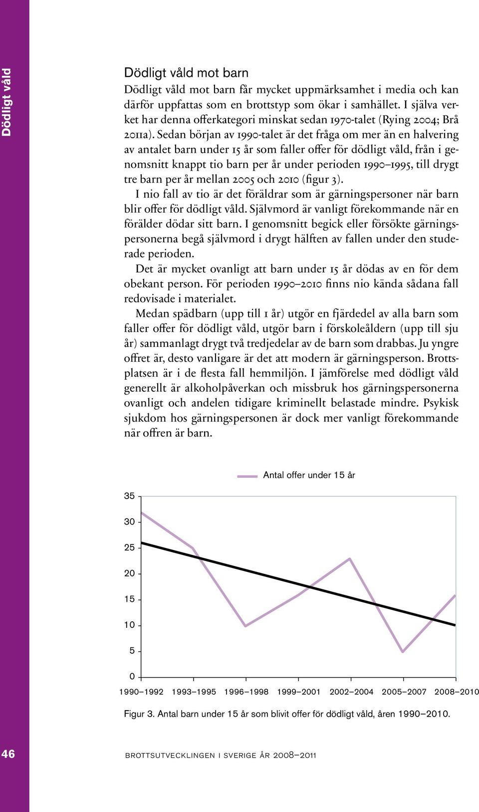 Sedan början av 1990-talet är det fråga om mer än en halvering av antalet barn under 15 år som faller offer för dödligt våld, från i genomsnitt knappt tio barn per år under perioden 1990 1995, till